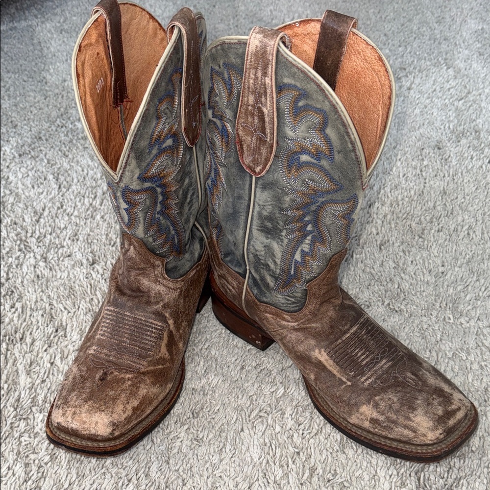 DAN POST cowboy boots western, cowboy, leather, distressed,  men 8 1/2W